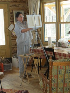 Sylvie Dagenais durant un atelier de fin de semaine donné par Jeanne, février, 2014